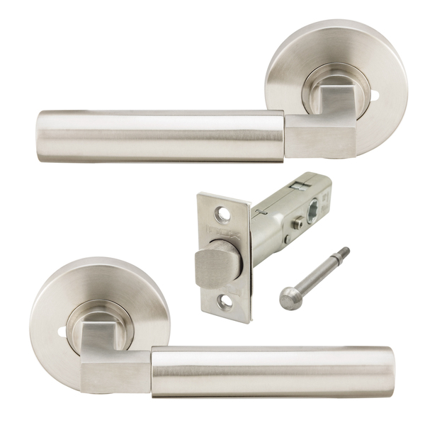 Inox RA221 Aurora w/MicroArmor Tubular Privacy, 2-3/4" Backset, Satin S/S RA221L472-32D-AM